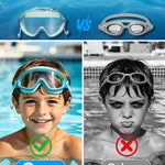 Swim Goggles for Kids 3-15 with Earplugs Large Frame Anti-Fog/UV Swimming Goggles for Boys Girls Toddler 2PCS