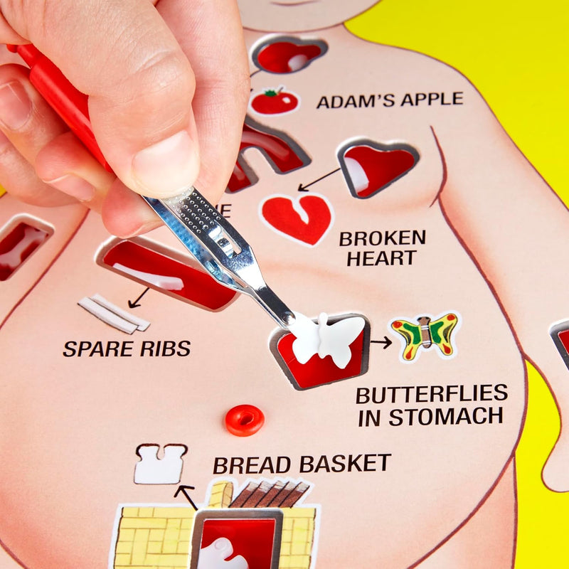 hasbro operation electronic board game for kids ages 6+, family fun party game with tweezers and buzzer