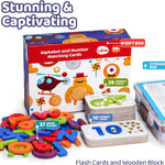 LiKee Wooden Alphabet Flash Cards and Puzzle for Preschool Educational Learning Games