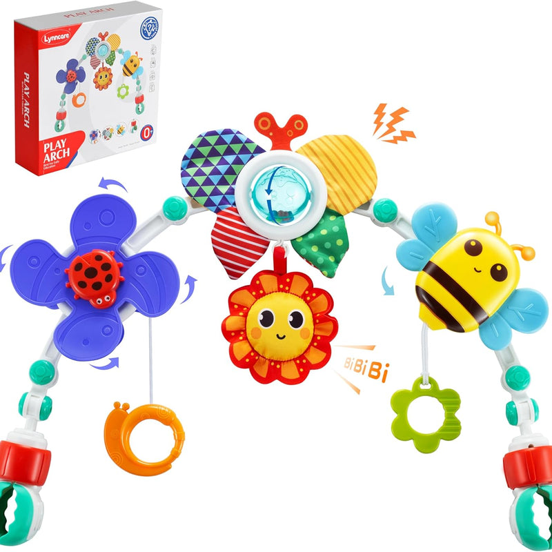 Lynncare Adjustable Arch Bassinet Toy with Sensory Activity Toys for Infant and Toddlers