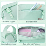 Sooez Original High Capacity Pencil Case, Big Pencil Bag Pouch Box Organizer Pen Case, Aesthetic Supply for Girls Adults, Portable Journaling Supplies with Easy Grip Handle & Loop, Mint Green