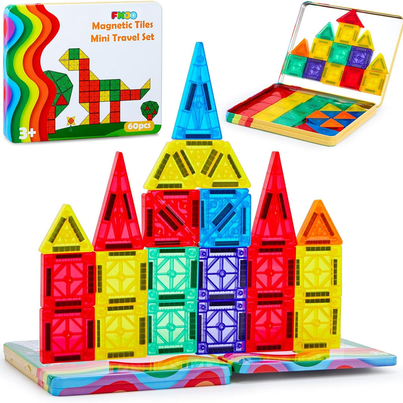 FNJO Magnetic Tiles 110PCS Magnet Building Set for Kids