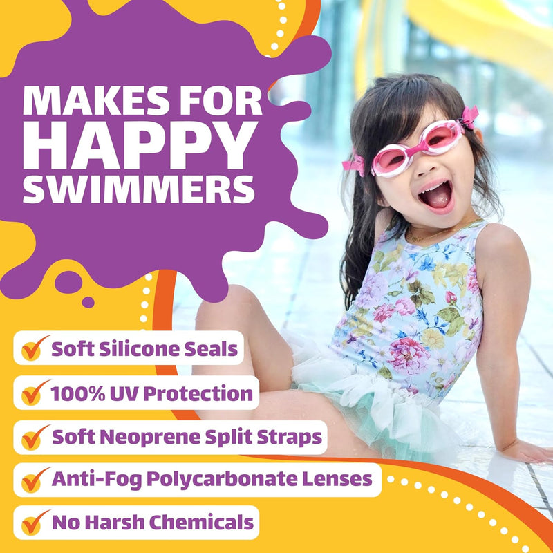 Frogglez Anti-Fog Swimming Goggles for Kids under 10 (Ages 3-10) Recommended by Parents Premium Pain-Free Strap