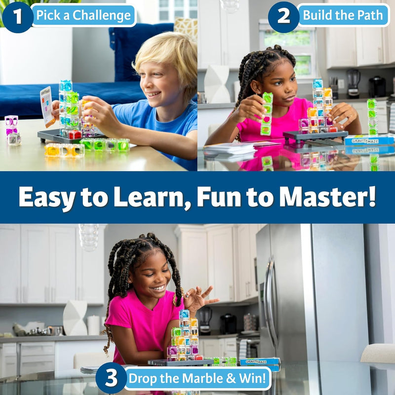 ThinkFun gravity maze for kids 8-12 - logic game with 9 towers and 3 marbles - STEM toy for boys and girls