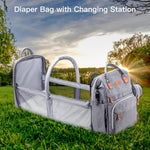 ISMGN Diaper Bag Backpack with Changing Station, Baby Bag for Mom, Grey | Baby Diaper Bag, Large Diaper Bag Backpack, Baby Bags for Boys Girls, Mens Diaper Bag, Diaper Backpack for Women