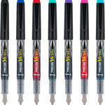 Pilot Precise Varsity Pre-Filled Fountain Pens for Writing, Medium Point Stainless Steel Nib, Black/Blue/Red/Pink/Green/Purple/Turquoise Ink, 1.0mm, 7-Pack