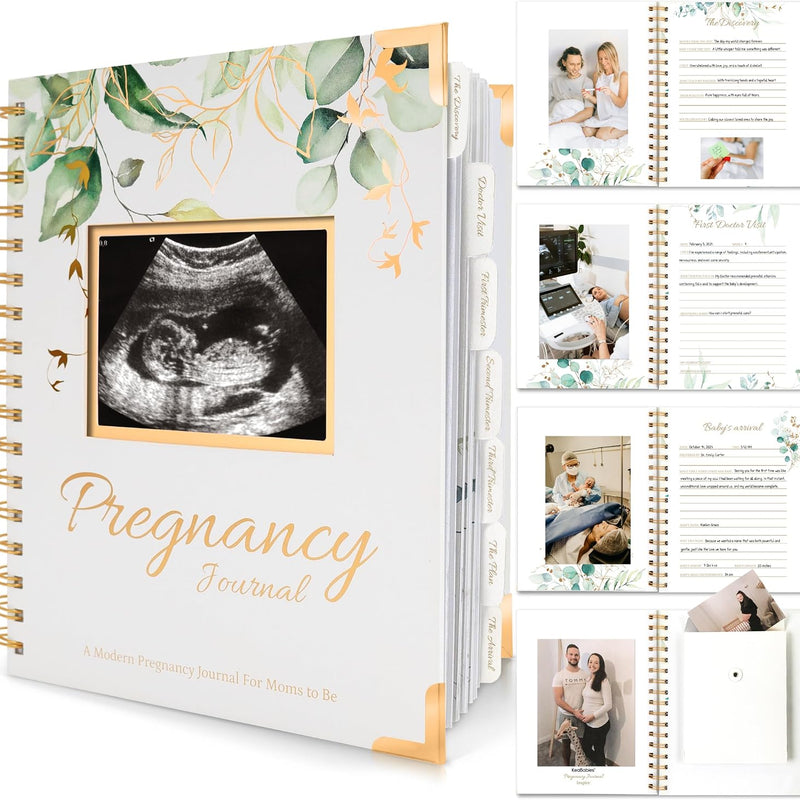Pregnancy Journal for First Time Moms Gifts - 90 Pages Hardcover (Alpine) | Pregnancy Memory Book, Beautiful & Cute Baby Book Keepsake, Ultrasound Baby Scrapbook, Mom To Be Gift