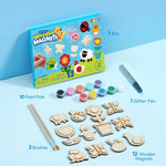 JOYIN 12 Wooden Magnet Creativity Arts & Crafts Painting Kit for Kids, Decorate Your Own Painting Gift for Halloween Crafts, Birthday Parties and Family Crafts, Party Favors for Boys Girls
