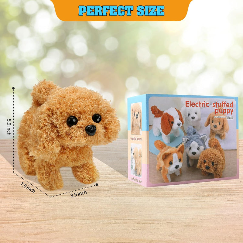 KSABVAIA Plush Teddy Toy Puppy Electronic Interactive Dog - Walking, Barking, Tail Wagging, Stretching Companion Animal for Kids Toddlers