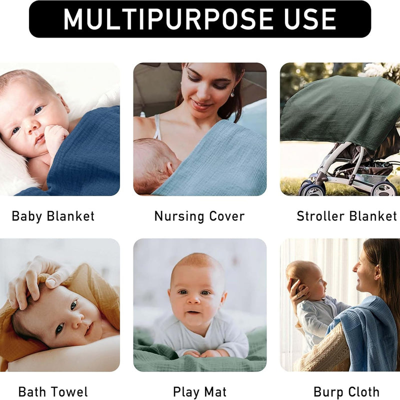 Muslin Swaddle Blankets for Newborn, 3 Pack Breathable Soft Receiving Blanket, Large 38 x 40 inches Swaddle Wrap Burping Clothes, Essentials Infant Shower Items, Toddler Gift (Cute Flower)