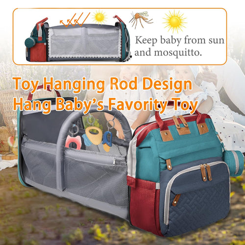Baby Diaper Bag with Changing Station, Waterproof Diaper Bag Backpack for Moms Dads with USB Charging Port, Baby Shower Gifts, Large Capacity diaper backpack,Red-Green-Blue