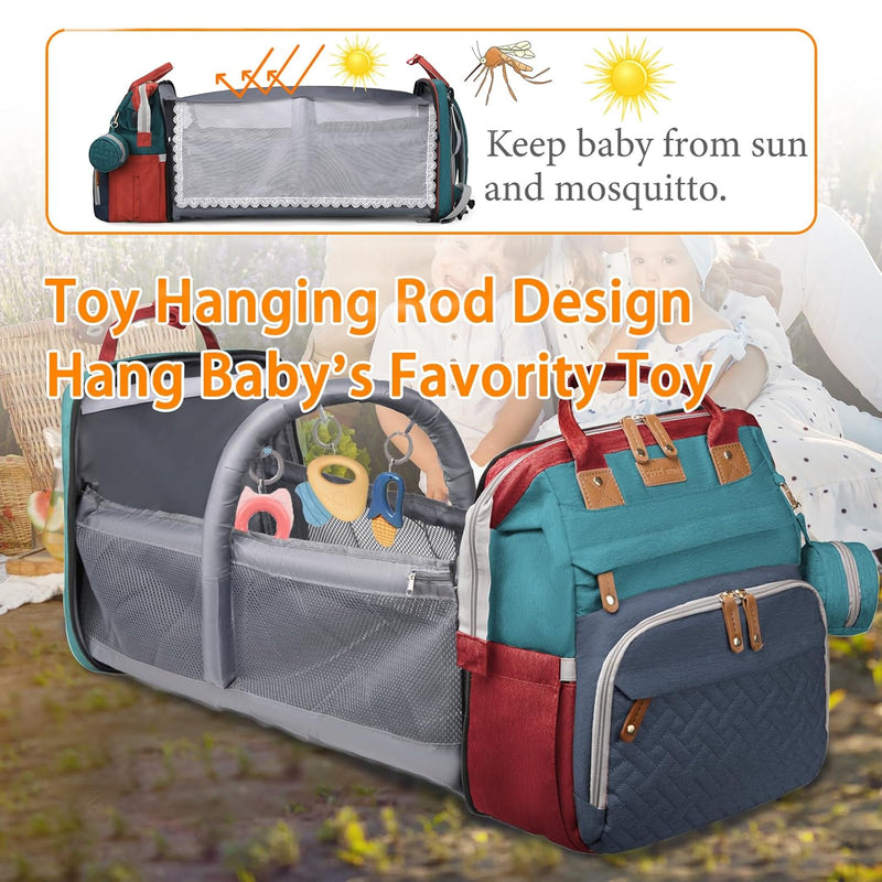 Baby Diaper Bag with Changing Station, Waterproof Diaper Bag Backpack for Moms Dads with USB Charging Port, Baby Shower Gifts, Large Capacity diaper backpack,Red-Green-Blue