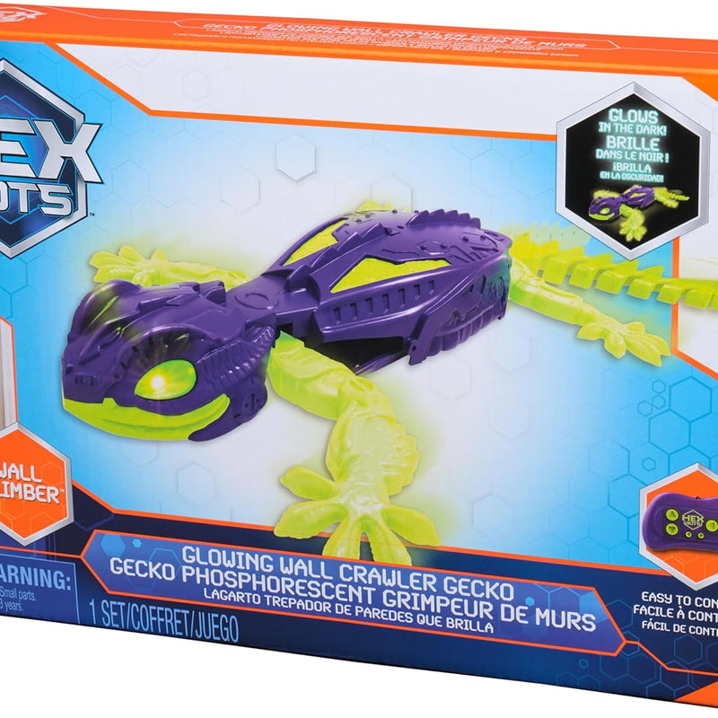 HEX Bots Glow-in-the-Dark Gecko Robot with Official Wall Climber Technology, Rechargeable Remote Control Toy for Kids Ages 4 & Up