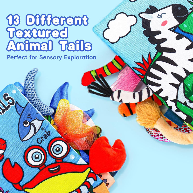 2PCS Baby Books Toys 0-6 Months Infant Tummy Time Sensory Travel Toys | 3 4 5 6 Month Crinkle Touch Feel Busy Soft Book for Babies 0-3-6-12 Month Newborn Essentials Must Haves Boy Girl Shower Gifts