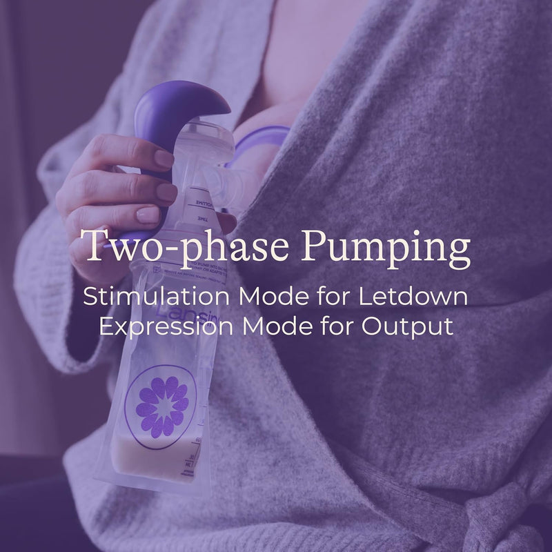 Lansinoh Manual Breast Pump, Breast Feeding Hand Pump with Comfortable Flange, Includes 5oz Baby Bottle with Slow Flow Nipple, Breastfeeding Essentials