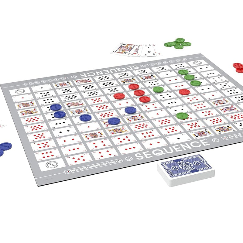 Jax SEQUENCE Game with Folding Board, Cards, and Chips for 2-12 Players, Ages 7 and Up