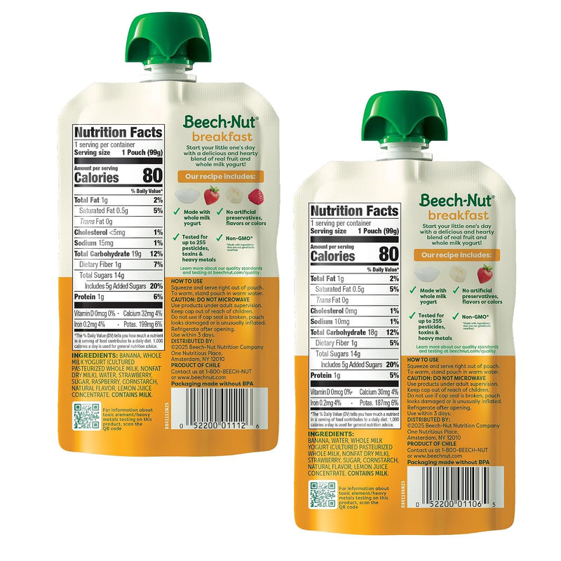 Beech-Nut Toddler Breakfast Food Pouches Variety Pack, 18 Pouches