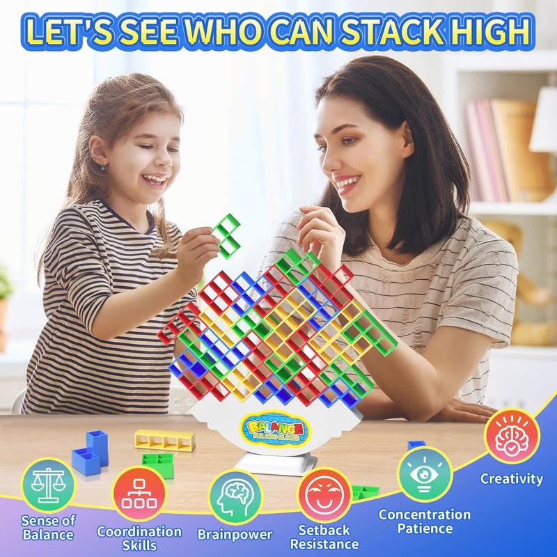 Ziogogco balance stacking blocks game, 48 pieces, ABS material, 4 colors, family and party gift for kids or adults