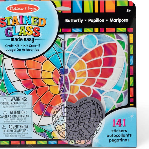 Melissa & Doug Stained Glass Made Easy Activity Kit: Butterfly - 140+ Stickers Kids Sticker Stained Glass Craft Kit; Sun Catchers for Kids Ages 5+