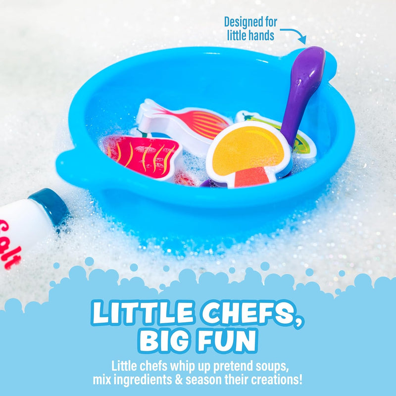 Tub Works® Tub Soup™ Scoop, Strain & Play Toddler Bath Toy | Floating Foam Veggies & Ladle
