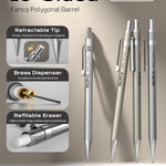 Nicpro 4 Pack Mechanical Pencil 0.7mm with Case, MB1000 Metal Mechanical Pencil Set with 6 Tube HB #2 Lead Refill 0.7 mm, 3PCS 4B Eraser, 9 Cap Eraser for Artist Drafting Writing, Sketching, Drawing