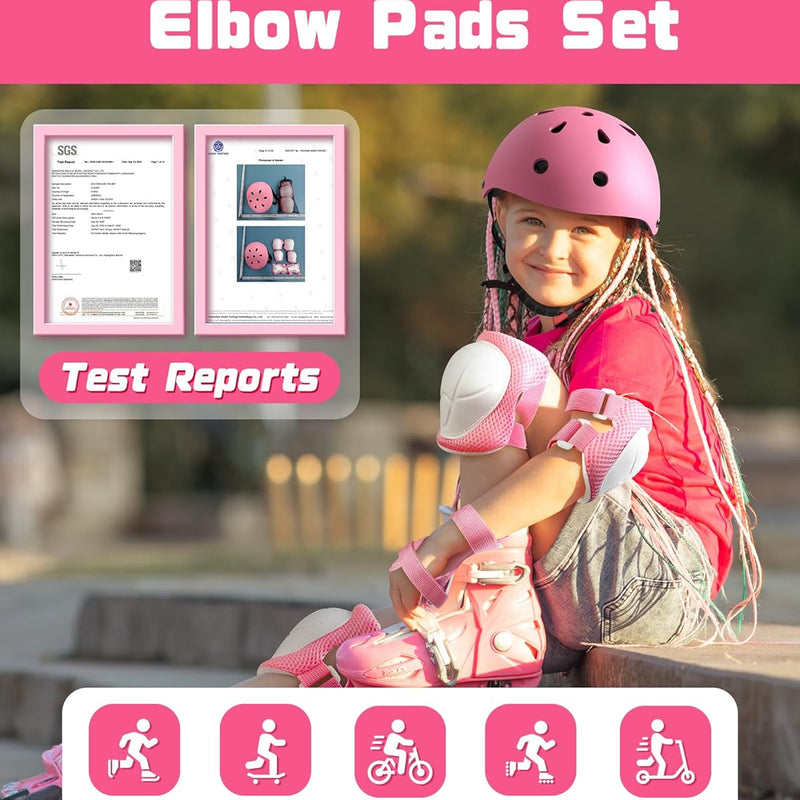 Kids Protective Gear Set, Knee and Elbow Pads with Wrist Guards for Ages 3-8 Year Toddler