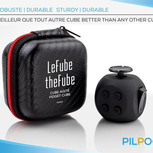 PILPOC theFube Fidget Cube, 6-Sided Stress Relief Infinity Cube for Adults & Kids, Boosts Concentration, Mindfulness Aid, Silent & Audible Modes, Stocking Suffers for Boys, Kids and Adults (Midnight)