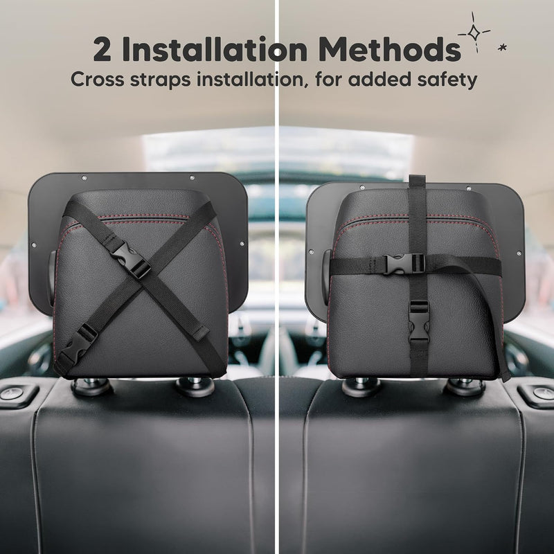 KeaBabies Baby Car Seat Mirror, Wide View, Shatterproof (Matte Black) | Backseat Infant Car Mirror for Baby Rear Facing, Crystal Clear View, Travel, Easy Install & Adjust for Removable Headrest