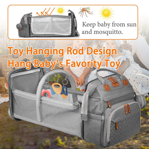 Baby Diaper Bag with Changing Station, Waterproof Diaper Bag Backpack for Moms Dads with USB Charging Port, Baby Shower Gifts, Baby essentials,Grey