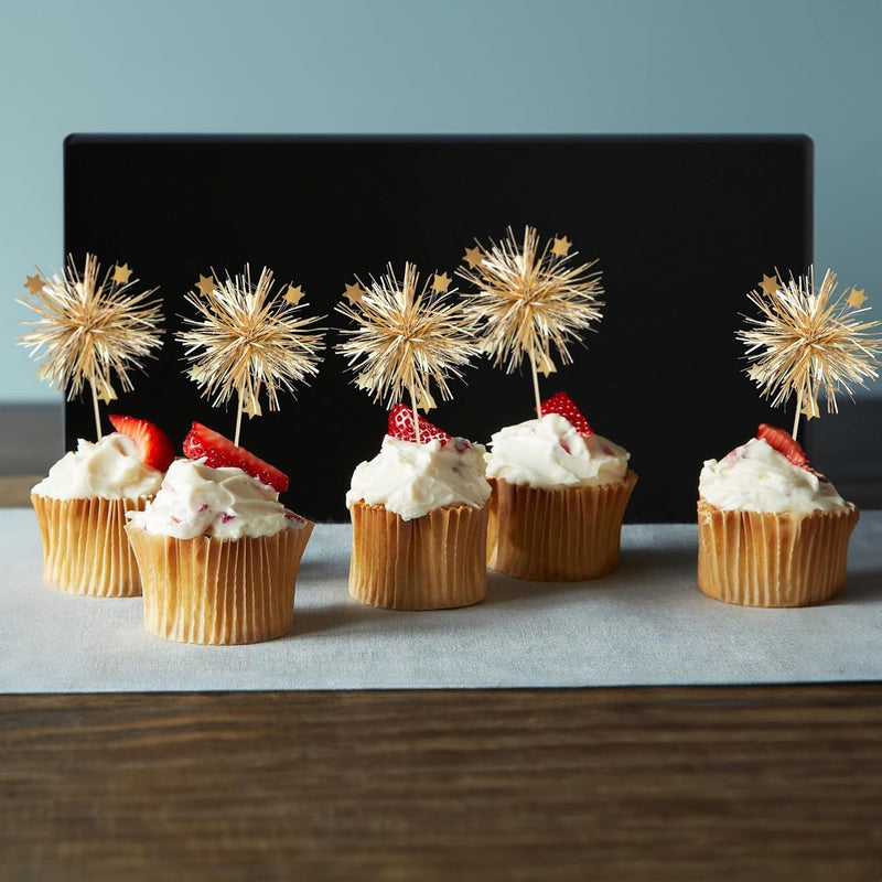 30Pcs Foil Firework Cupcake Toppers: Premium Decorations for Birthdays, Parties & Desserts