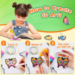 JMMICO 81 PCS 3D Art Paint & Puff Set, Mess-Free Crafts for Kids Ages 4-8 | Glow-in-the-drak Aqua Water Puffs, Gifts for Girls Boys, Creative & No Mess Painting Crafts for Kids 4 5 6 7 8 9 Year Old