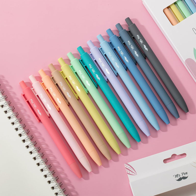 Mr. Pen- Retractable Gel Pens, 12 Pack, Colorful Ink, Fine Point 0.7mm | Fast Dry, Smooth Writing, Cute Pens for Drawing, Writing Planner and School Supplies
