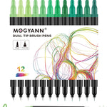 Drawing Pens, 12 Pack Dual Brush Pens Black Markers for Art Drawing Sketching