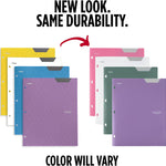 Five Star 2-Pocket Plastic Folder with Stay-Put Tabs, Fits 3-Ring Binder, Holds 8.5" x 11" Paper, Assorted Colors, 4 Pack (333420B)
