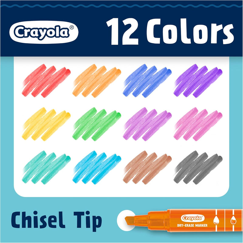 Crayola Take Note Dry Erase Markers for School (12ct) Teacher Classroom Supplies, Chisel Tip Whiteboard Markers, Must Haves
