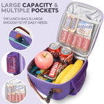 Genteen Kids Lunch Box Insulated Soft Mini Cooler with Bottle Holder, Lightweight Reusable Easy-Clean Lunch bag for Girls, Boys Back to School-Purple