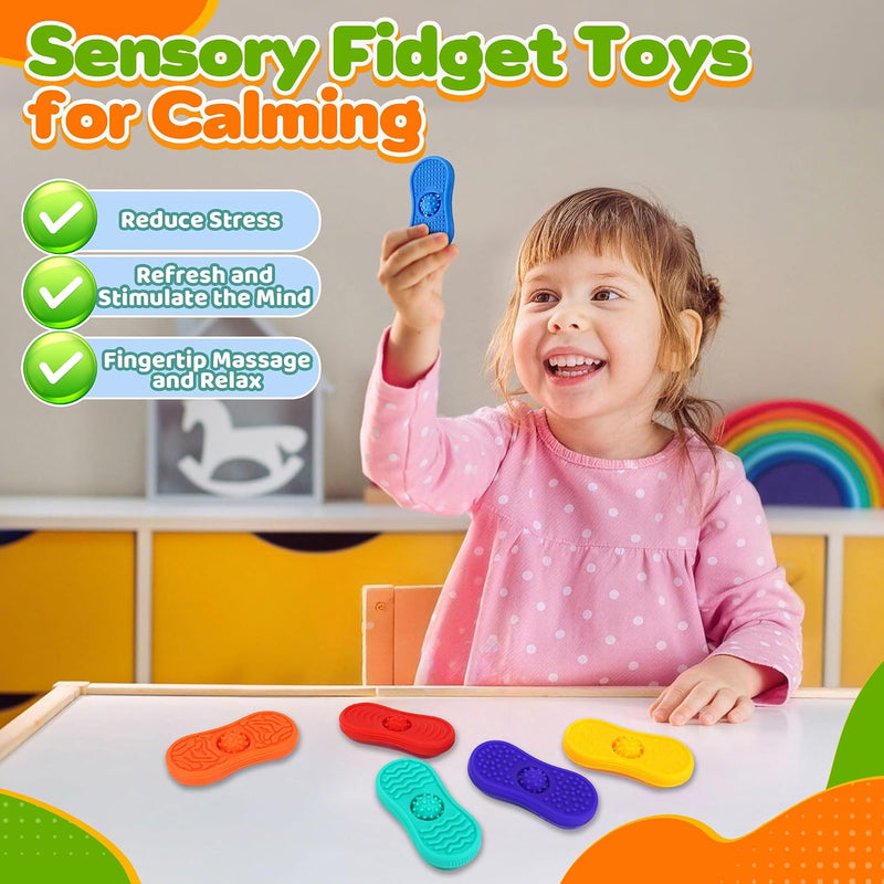 Sensory Fidget Toys For Kids 6 Pack Silicone Worry Stones for Autism & ADHD Calming Down Quiet Figette Classroom Must Have Stress Toys for Anxiety Relief Office Desk Toy Set Easter Basket Stuffer Gift
