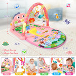 UMIKU Baby Play Mat Tummy Time Mat Gym Girl Activity Center, Pink Dinosaur | Play Mat For Babies Gifts Girl 0-6 6-12 Month, Music & Light Piano Play Gym Newborn Infant Gift, Baby Girl Newborn Essentials