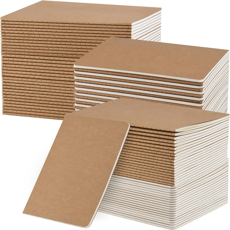 ZCZN 5 Pack A5 Kraft Notebooks Bulk, 8.15x5.5 Inches Lined Paper Journaling Notebooks, Notebooks for Work, Composition Notebooks for School, Journal Notebooks for Office, 60 Pages
