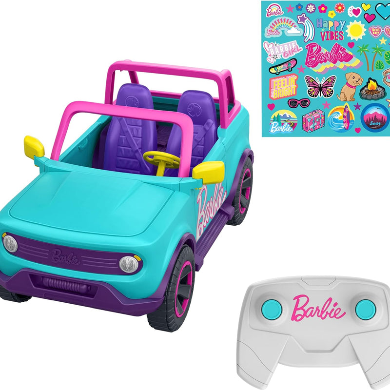 Hot Wheels Barbie RC Pink Convertible Car Remote Control Toy for Kids, 2 Barbie Doll Storage, Sticker Sheet Included