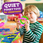Sensory Fidget Toys Kids Toddlers - 4 Pack Chew Sensory Silicone Bracelets | Calming Autism Quiet Fidgets & Texture Stress Silent Toys for Classroom Prizes | Travel Gifts for Student Adults