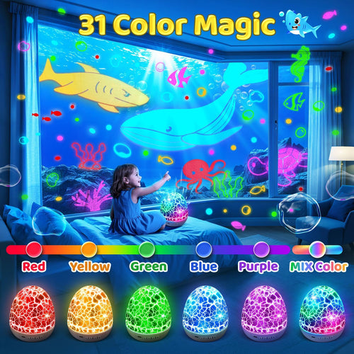 Staryou Sensory Lights Baby Sound Machine Night Light Projector for Kids with Autism, 15 White Noise 3D Films, 31 Colors