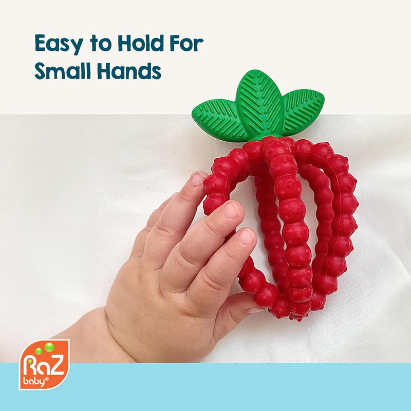 RaZbaby Bites Silicone Baby Teething Toy with Textured BerryBumps for Teething Relief