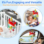 Car Seat Toy, Stroller Toy with a Convenient Clip | Carseat Toys Hanging Baby Accessories,Built-In Bell, Rattle,Mirror for infant,Babies Gift 0-3-6-12 months Boy Girl