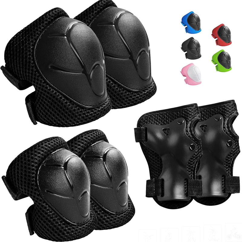 Wemfg kids protective gear set for 3-14 years toddlers with knee, elbow pads and wrist guards for skating, cycling and rollerblading