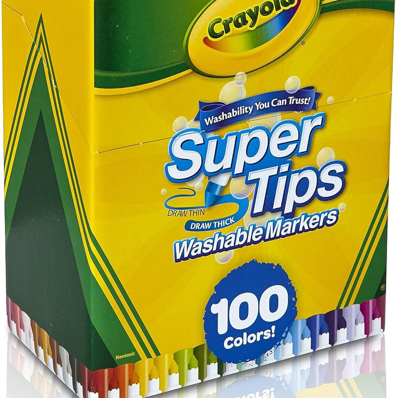 Crayola Super Tips Marker Set (100ct), Fine Point Washable Markers, Teacher Must Haves, Back to School Supplies for Kids & Adults, Art Supplies, Ages 3+
