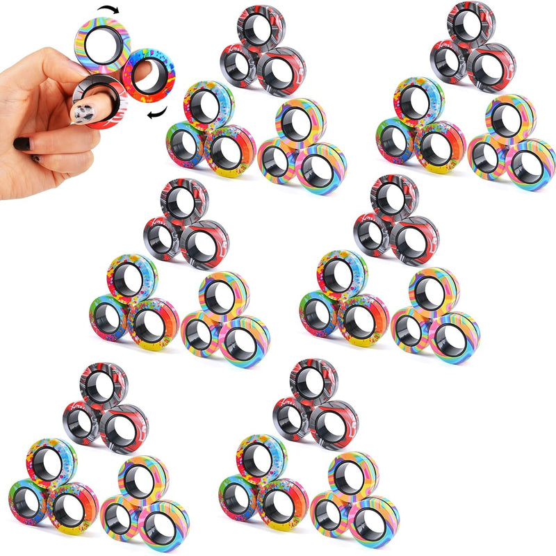 Cevioce 9Pcs Magnetic Rings Fidget Toys Adults Teens Boys ADHD Anxiety Magnetic Fidgets for Kids Fidget Spinner Rings for Relief Gifts for Kids 8+ Year Old Easter Basket Stuffers