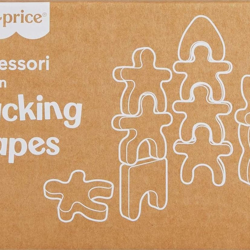 Fisher-Price Wood Montessori Toy Stacking Shapes, American Montessori Society Seal of Excellence, 16-Piece Wooden Learning Activity & Expert Play Tips for Kids Ages 2+ Years