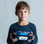 ZIPIT Police Car Pencil Case for Boys, Large Capacity Pencil Box, Blue
