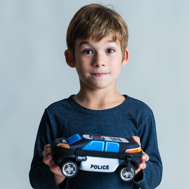 ZIPIT Police Car Pencil Case for Boys, Large Capacity Pencil Box, Blue